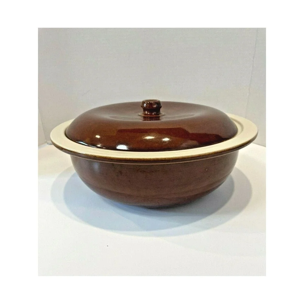 John B Taylor's Country Fare Brown Casserole Serving Dish with Lid Stoneware
